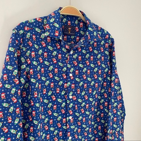 Simon Banks X-Mas print Button down Men's Shirt-S - Picture 4 of 10